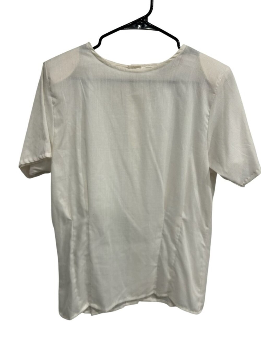 Worthington 12 White Button-Back Blouse Rayon Short Sleeve Retro Minimalist